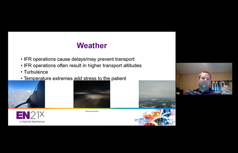  Flight nurse Christopher Benson discusses how weather conditions affect air medial transport teams' decisions.