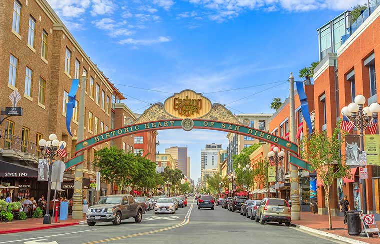 The Gaslamp Quarter, a short walk from the San Diego Convention Center, has an eclectic mix of nightlife, shopping and dining. Photo courtesy of the San Diego Tourism Authority.